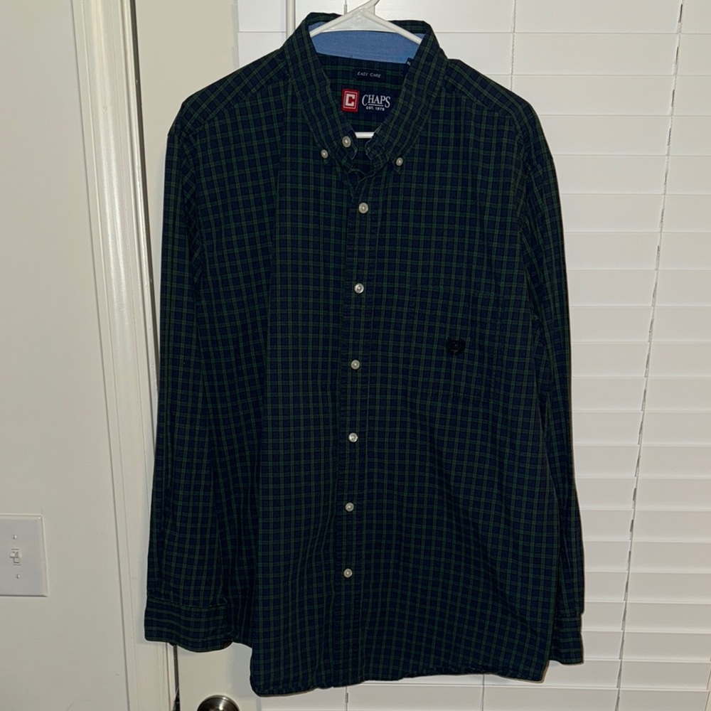 Chaps Blue/Green Plaid Button Down Shirt